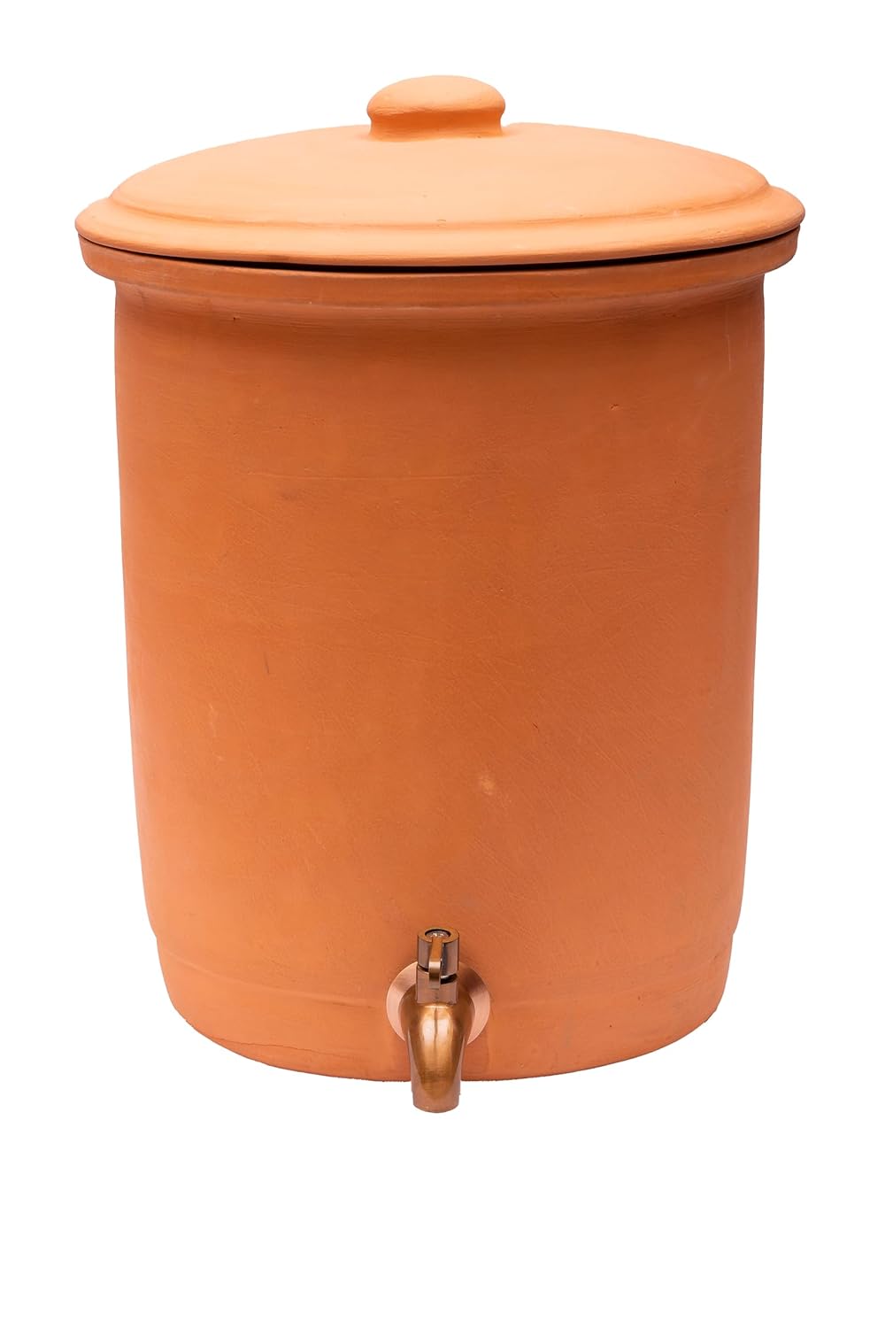 Terracotta Water Pot with Lid (Pre-Seasoned) and 304 Stainless Steel Copper Color Tap - 8L/8qt