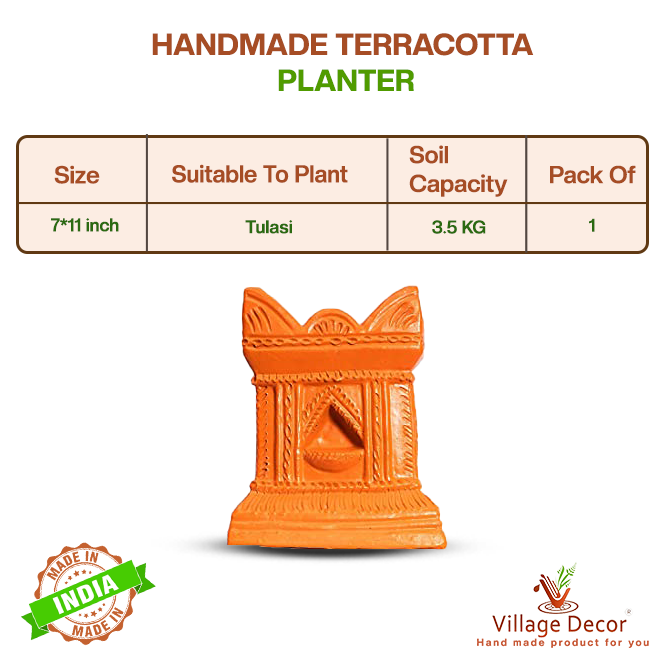Terracotta Gardening Brindavan Tulasi Pot (B*H - 7*10 inch)