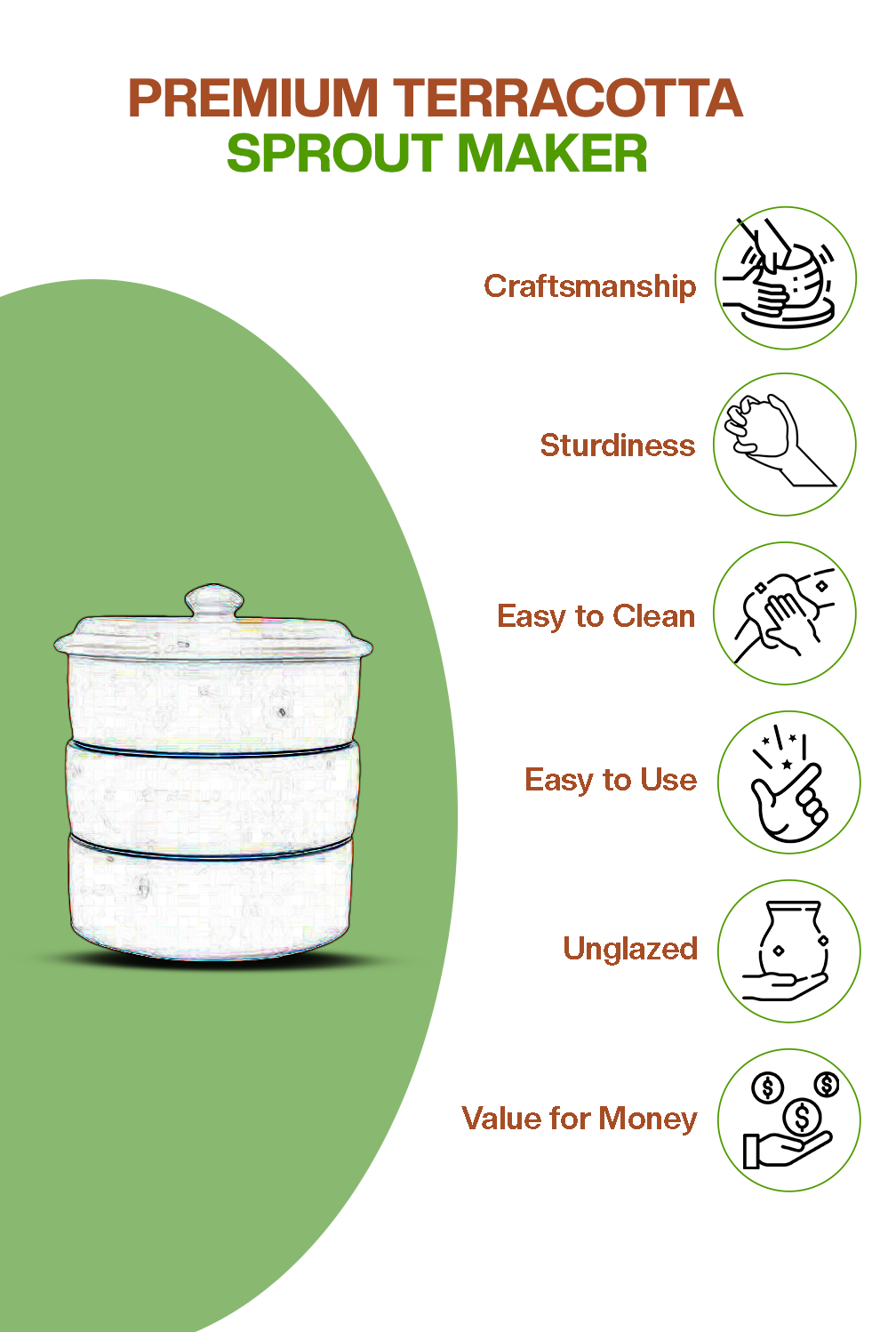 Earthen Clay Sprout Box (3 container)