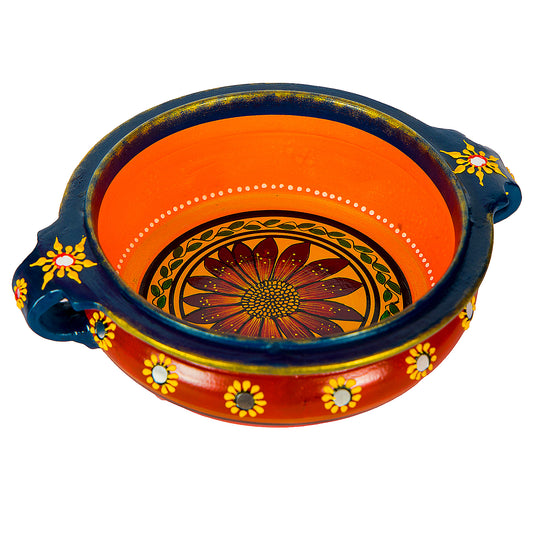Hand Painted Terracotta urli/Decorative Bowl - (Dia - 8.4 inch)
