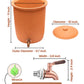 Terracotta Water Pot with Lid (Pre-Seasoned) and 304 Stainless Steel Copper Color Tap - 8L/8qt