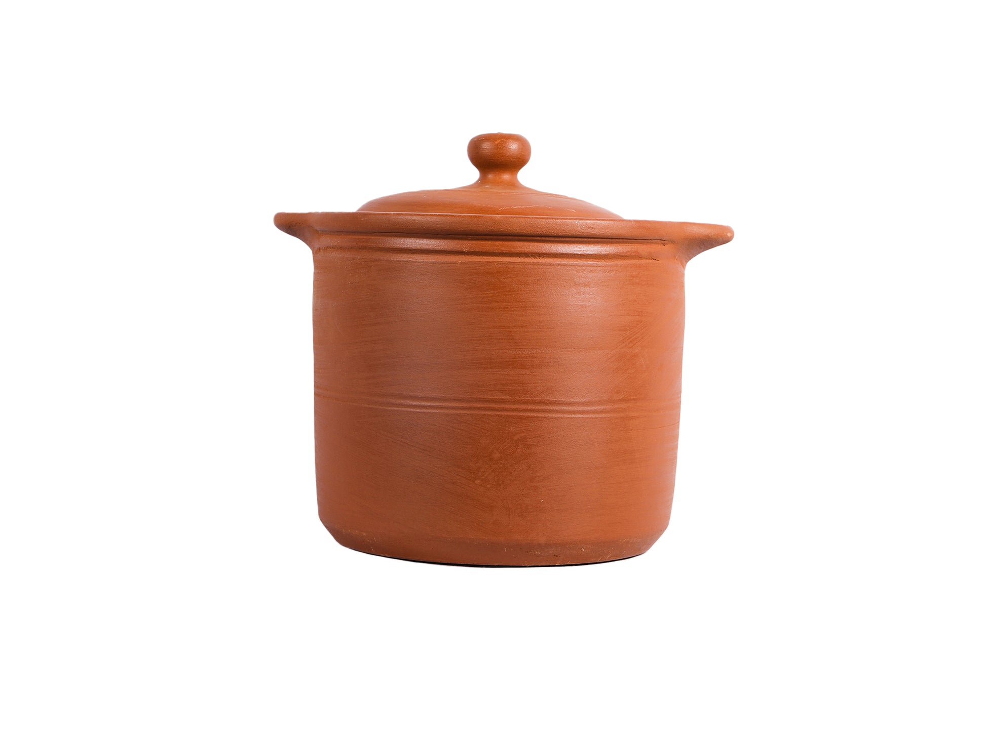 Village Decor Earthen clay cooking pot with lid (Porridge pot-2.1qt)