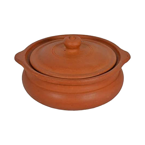 Unglazed Clay Pot for Cooking With Lid/ LEAD-FREE Indian Earthen