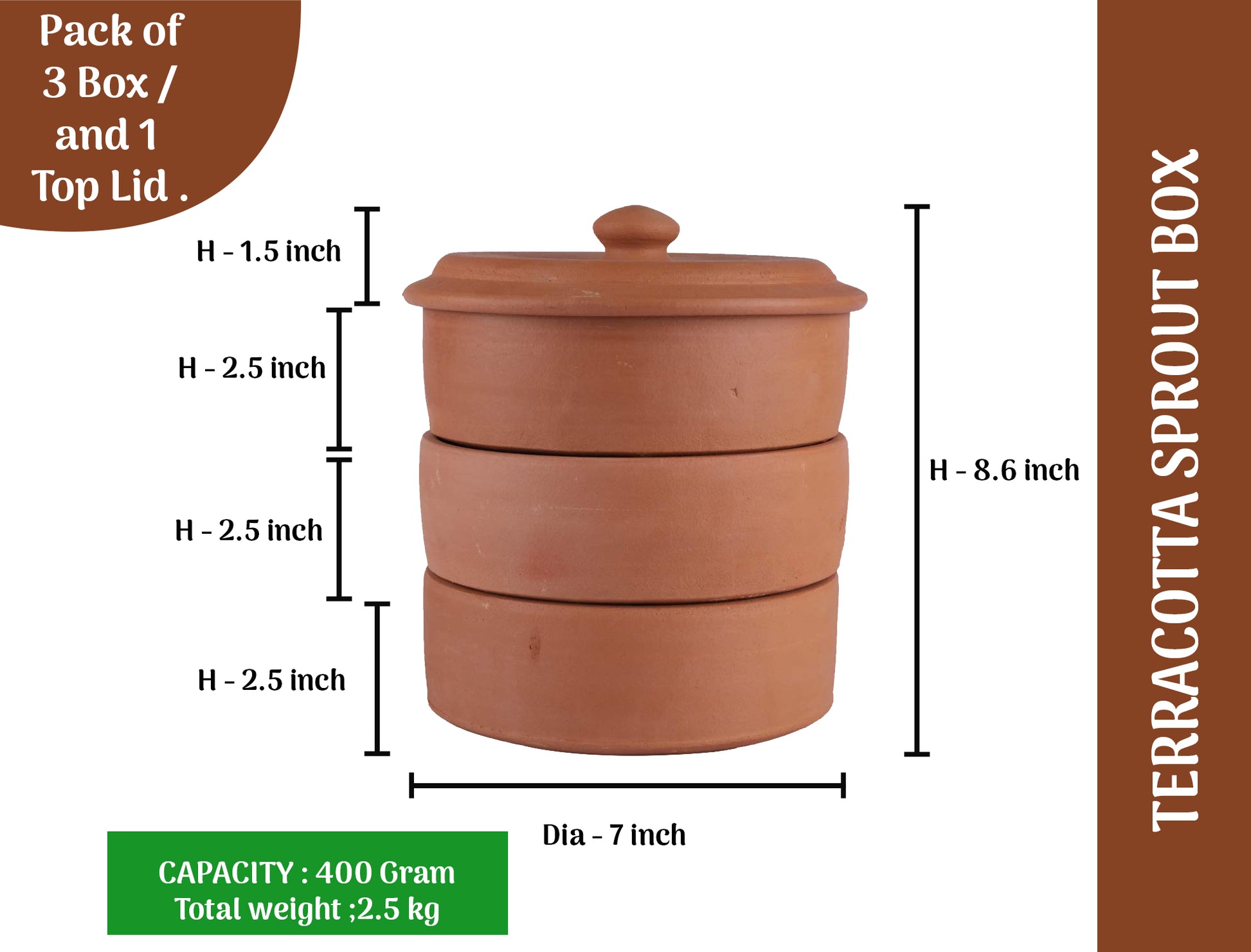 Village Decor Earthen clay cooking pot with lid (Porridge pot-2.1qt)